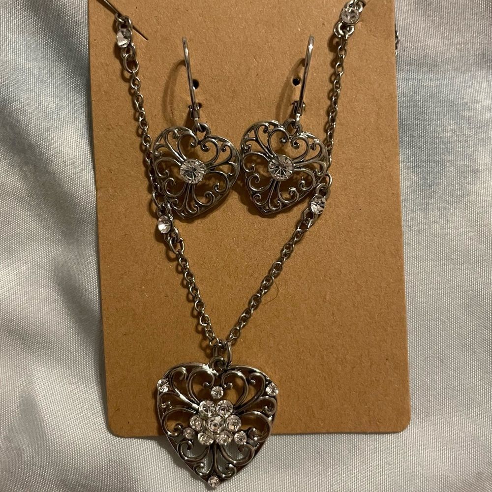 Heart Necklace and Earrings Set